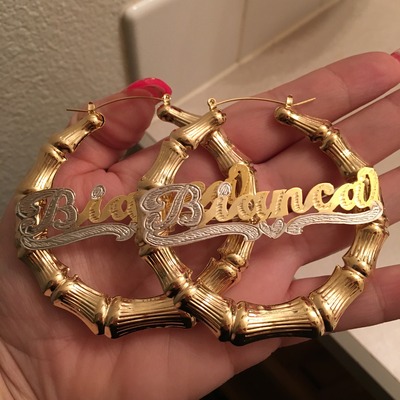 custom gold plated bamboo earrings DQIFYXH