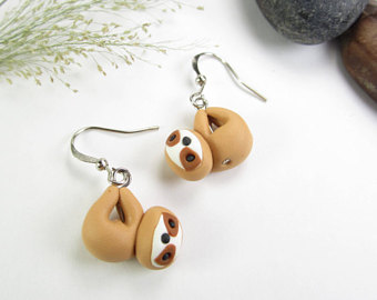 cute earrings sloth earrings, sloth jewelry, sloth gifts, animal charm, sloth charm,  polymer MHVXAHY