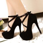 cute heels ankle strap classy black high heels ASNGTKW