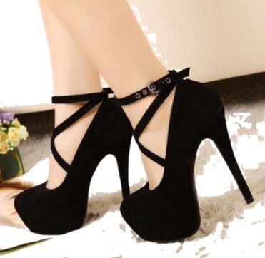 cute heels ankle strap classy black high heels ASNGTKW
