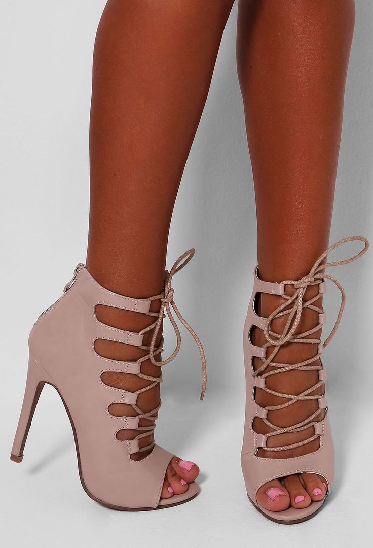 cute heels monique nude leatherette lace up heels VOHAQKN