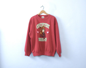 cute sweatshirts vintage 90u0027s cute sweatshirt, bunny sweatshirt, red sweatshirt, country  friends, size large YNQJPSJ