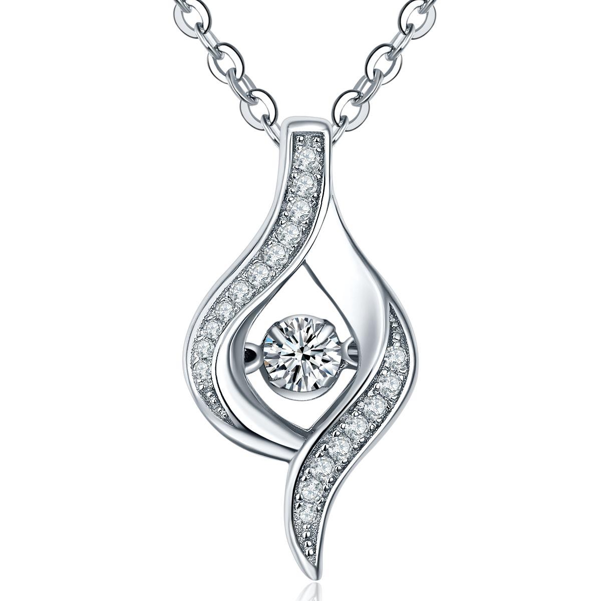 dancing diamond 925 sterling silver fashion necklaces for women gift  wholesale ELJRPPY