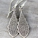 dangling silver earrings, sterling silver, art nouveau style earrings,  teardrop earrings, OPDOQIT