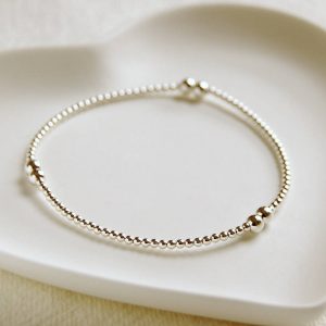 delicate sterling silver bead bracelet TQWCZIA