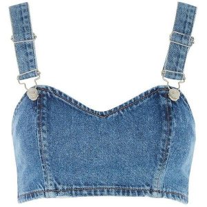 denim crop top tops ($39) ❤ liked on polyvore featuring blue top, denim top, denim RMBFGYV