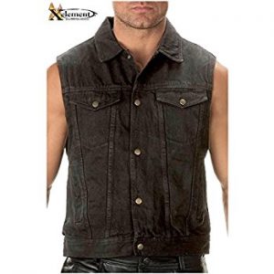 denim vest xelement b285 mens black denim motorcycle vest - large URVGXML