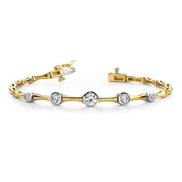 designer bracelets 1 carat diamond bezel-set designer bracelet 14k two-tone gold UZGWJDX