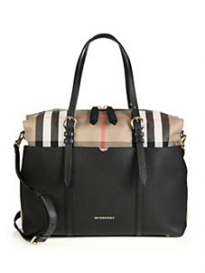 designer diaper bag burberry - mason leather u0026 check baby bag ZGKCQOV