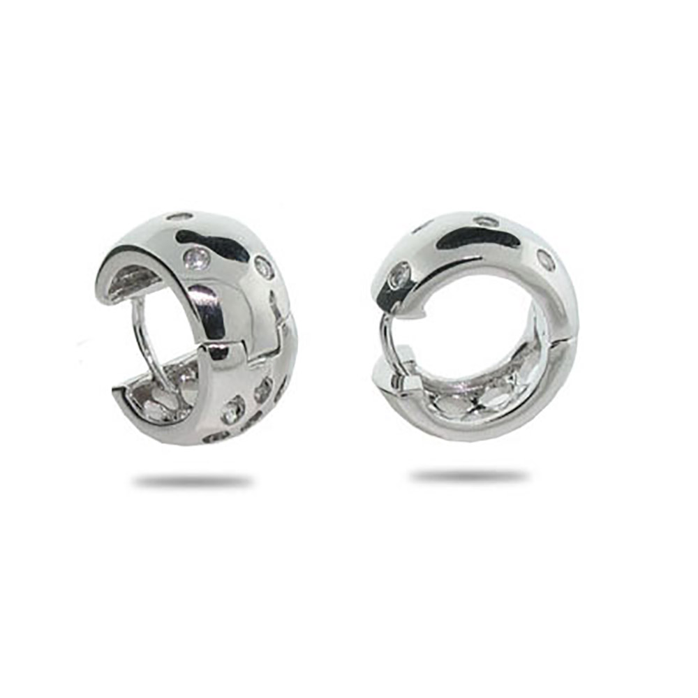 designer style sterling silver twinkling huggie earrings RFVJLZU