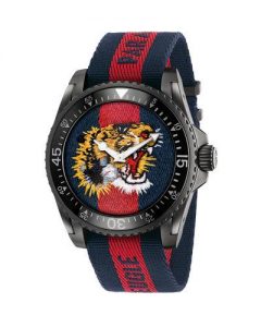 designer watches 45mm gucci dive tiger watch w/ nylon web strap PTABZKH