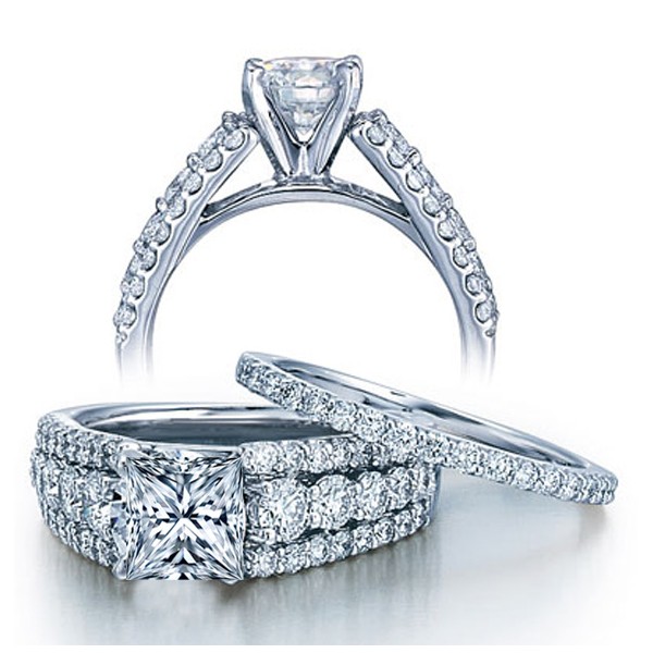designer wedding rings huge 2 carat princess designer wedding ring set in white gold for QKRRVHV