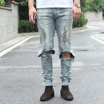 destroyed jeans newest mens distressed jeans ripped skinny blue black jeans homme mens hip  hop NLANFKN
