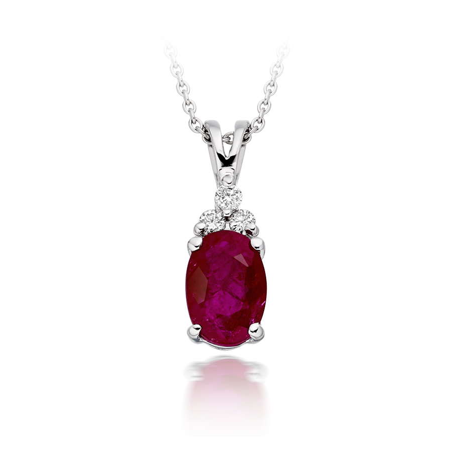 diamond and ruby pendant in 18k white gold LLRUSUU