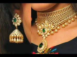 diamond choker set jewellery design MEEPNRA