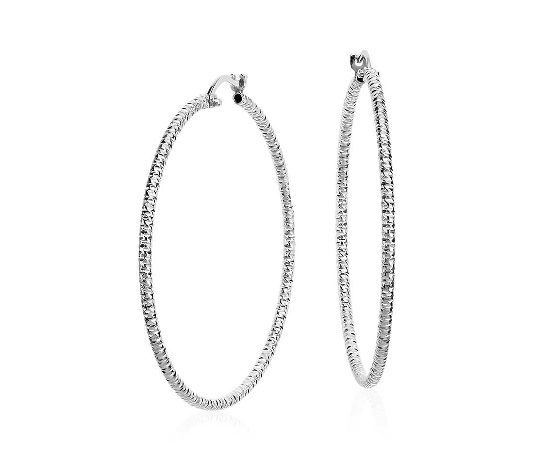 diamond cut large hoop earrings in sterling silver (1 3/4 AARRBPJ