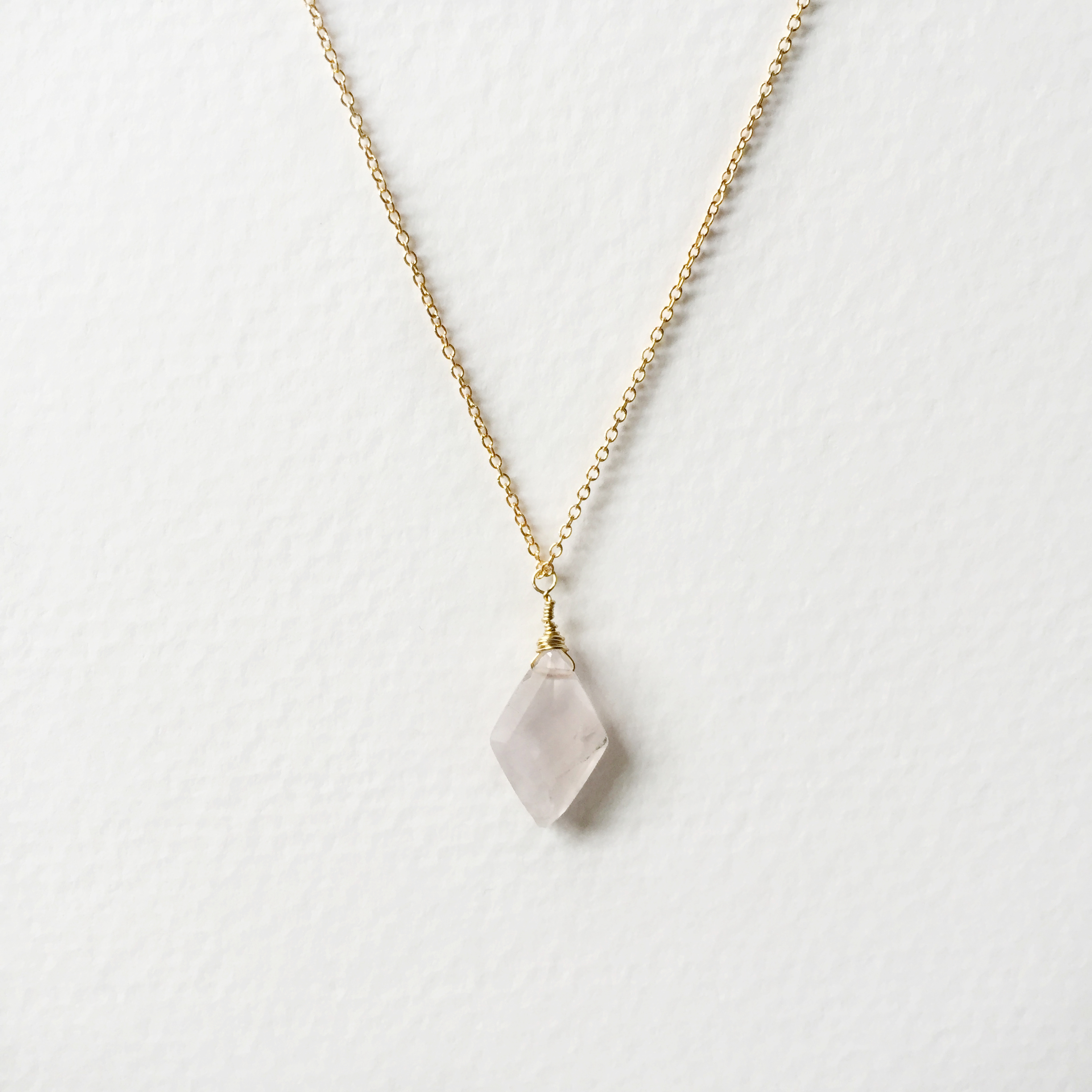 diamond-cut rose quartz necklace RGWPVZY