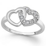 diamond double heart ring in sterling silver (1/10 ct. t.w.) RMEXCHD