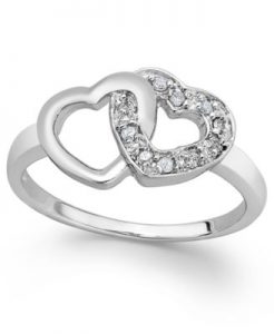 diamond double heart ring in sterling silver (1/10 ct. t.w.) RMEXCHD