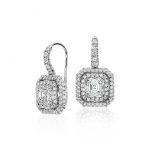 diamond drop earrings asscher-cut diamond double halo drop earrings in 18k white gold (2.69 ct. ZSCFGYE