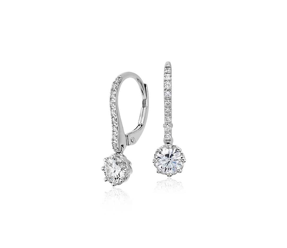 diamond drop earrings colin cowie diamond drop earring in 14k white gold (3/4 ct. tw KCSNLFQ