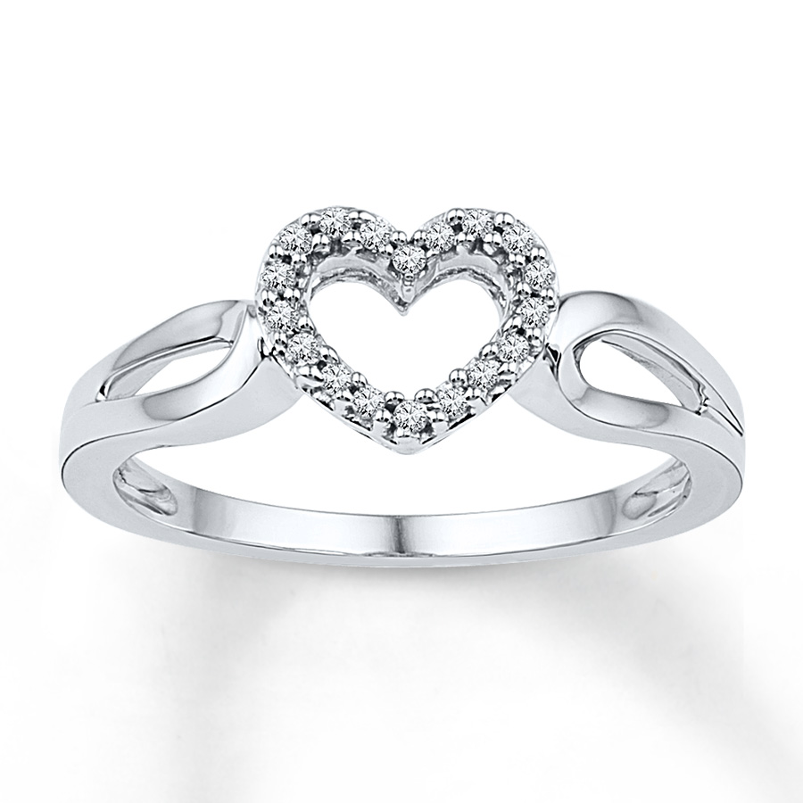 diamond heart ring 1/15 ct tw round-cut sterling silver YXVUMDP