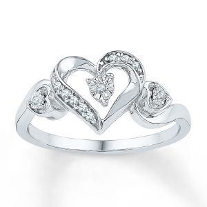 diamond heart ring 1/20 ct tw round-cut sterling silver EIFVRJO