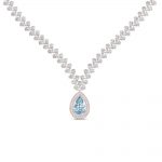 diamond necklace with blue aquamarine in 14k rose gold BNKEKQW
