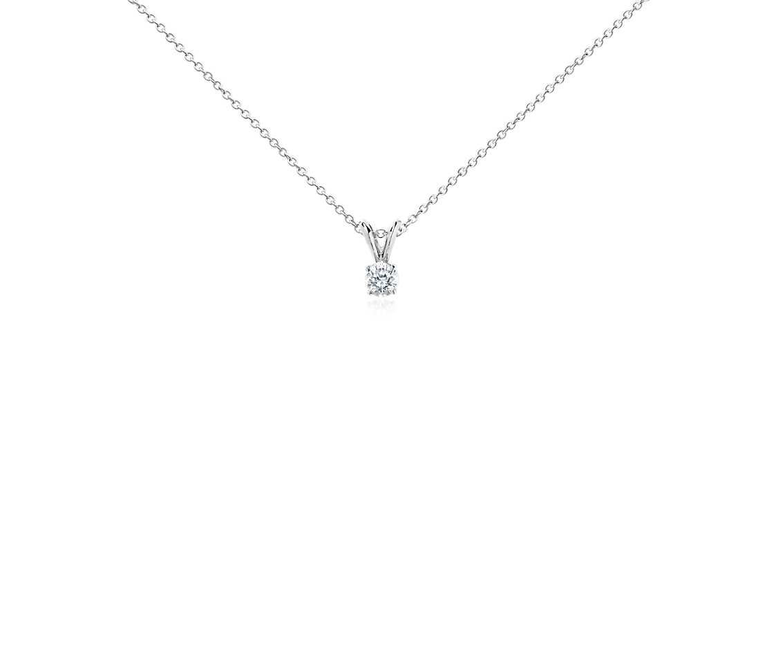 diamond pendant diamond solitaire pendant in 14k white gold (1/3 ct. tw.) YMVDNPZ