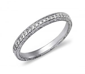 diamond rings hand-engraved micropavé diamond ring in platinum (1/5 ct. tw. DJDFHAO