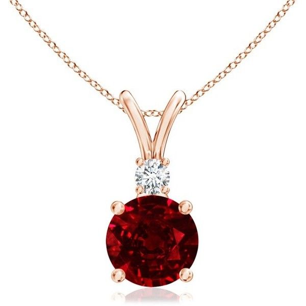 diamond v-bale solitaire ruby pendant ($3,329) ❤ liked on polyvore  featuring SSZYELV