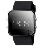 digital watches 1face unisex c1105 black square stainless steel watch with silicone band PZKGLOZ