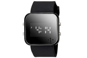 digital watches 1face unisex c1105 black square stainless steel watch with silicone band PZKGLOZ