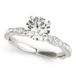 discount diamond rings curved shank engagement ring round cut side stone diamonds YOYGZWM