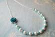 discount handmade necklaces-$18.00 -blue cabochon beaded chain necklace CGSMFEK