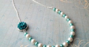 discount handmade necklaces-$18.00 -blue cabochon beaded chain necklace CGSMFEK