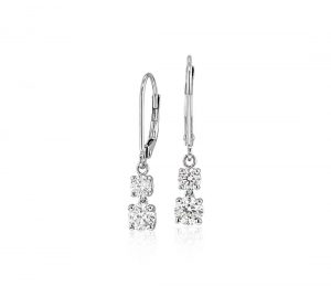 double diamond drop earrings in 14k white gold (1 ct. tw.) BQNEHAB