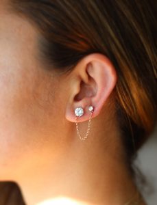 double ear lobe piercing earrings QIBEMZW