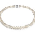 double-strand graduated freshwater cultured pearl necklace with 14k white  gold (5.5-9.5 VWLYOWZ