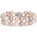 double-strand pink freshwater cultured pearl bracelet in 14k white gold  (8.0-9.0 CLFYFBA