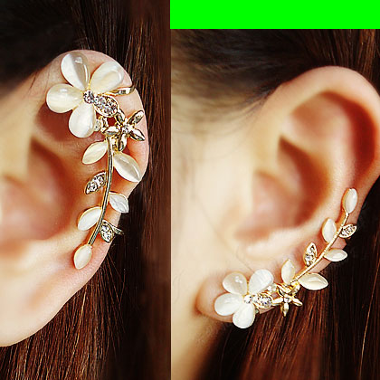 ear cuff jewelry catu0027s eye gem flower ear cuffs (pair, no piercing) VJFJNOU