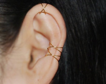 ear cuff jewelry earrings,cartilage earrings,ear cuff,criss cross,boho,fake conch piercing YQOWKNA