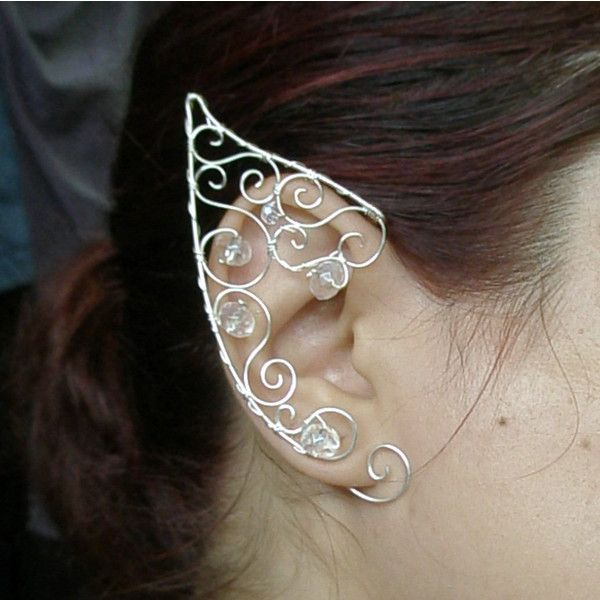 ear cuff jewelry fairy ear cuff elven ears elf costume wire wrapped earcuff in silver... RIZYJVG