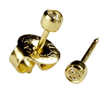 ear piercing earrings short post baby studs gold clear gem studex system FOADDSA