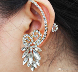 earring style unique crystal earring wedding bridal ear stud clip cuff earring one item FRLRWGM