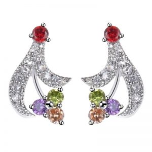 earring style yan mei statemennt trendy earring korean style plant shape cz silver plated SHQEZEO