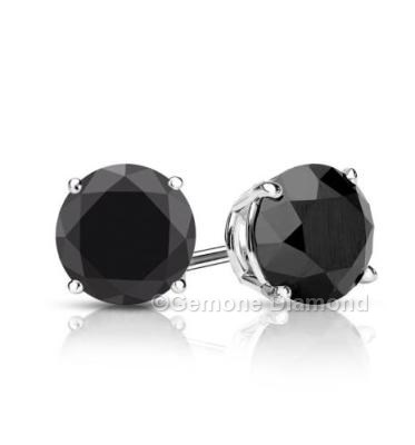 earrings for men 2.00 carat brilliant natural pair round cut black diamond stud earrings for HZLPMXX