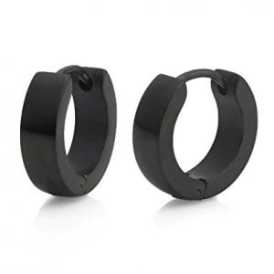 earrings for men classic black hole stainless steel mens hoop earrings GATOFHP