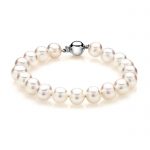 elegant freshwater pearl bracelet in 14k white gold FJVULZG