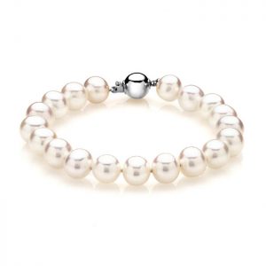 elegant freshwater pearl bracelet in 14k white gold FJVULZG